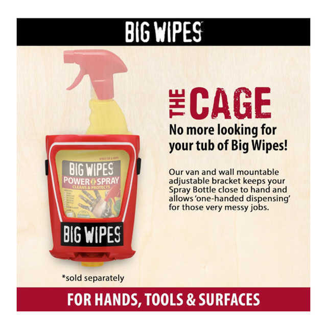 Big Wipes Power Spray 1L, spray de nettoyage spécialisé à action rapide pour les surfaces, les outils et les mains.