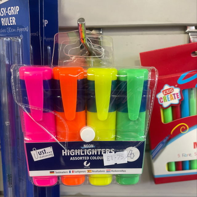 4 neon highlighters