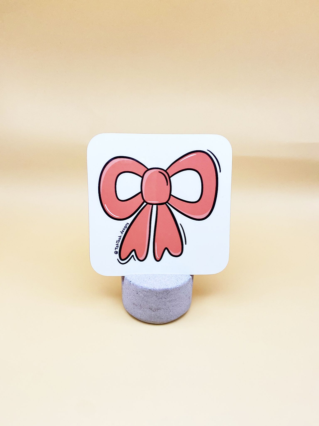 Pink bow coaster - hardback coaster - Valentines day coaster