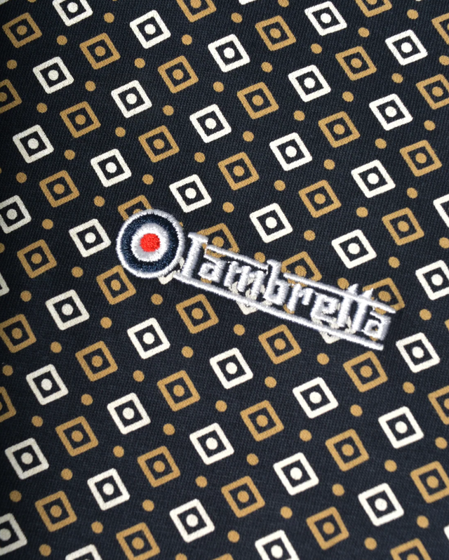 Lambretta SS7164 Geo AOP Polo - Navy/Lead Grey