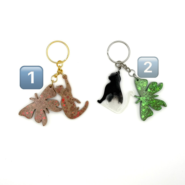 Chat et papillon sur porte-clés 