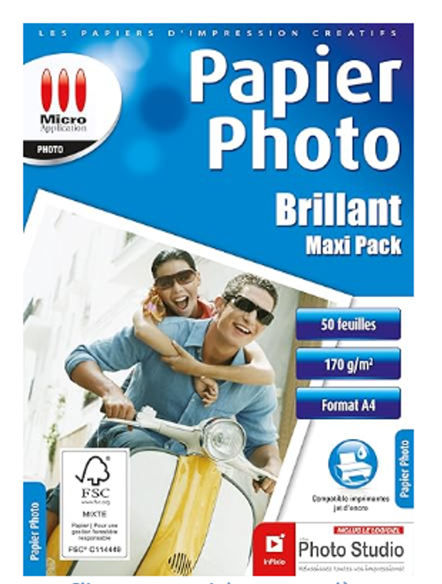 Papier photo microapplication brillant 170gr 50f A4