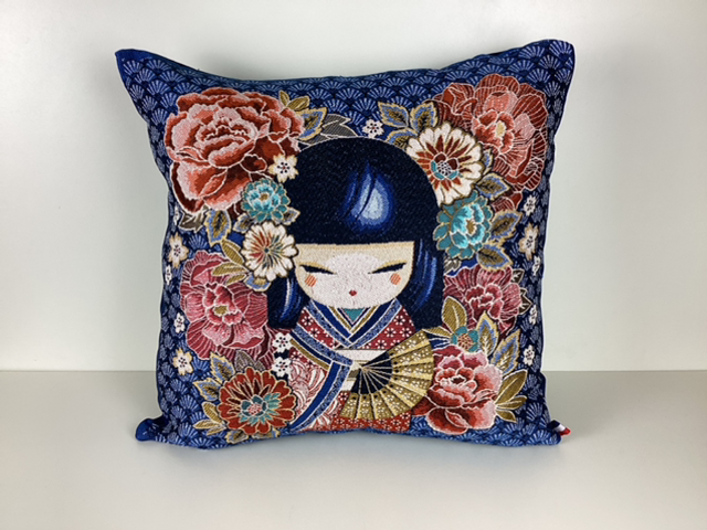 Coussin Jacquard Mina Bleu majorelle 