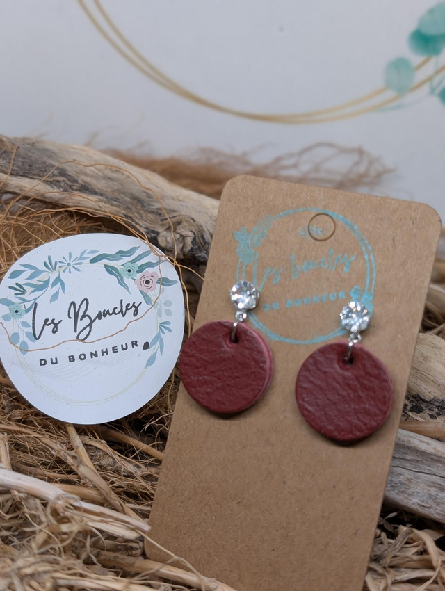 Boucles d&#039;oreilles Anti Gaspi Mini Moon bordeaux argenté mimo003