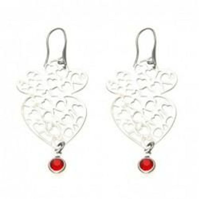 Orecchini donna in bronzo a cuore con cristalli