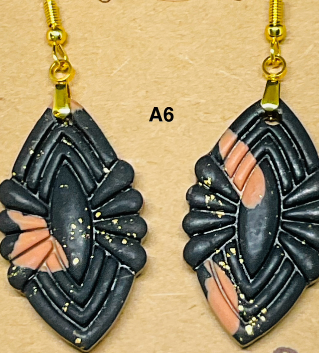 Boucles d’oreilles pendantes en pâte polymère,résine UV dorées ou argentées en acier inoxydable 