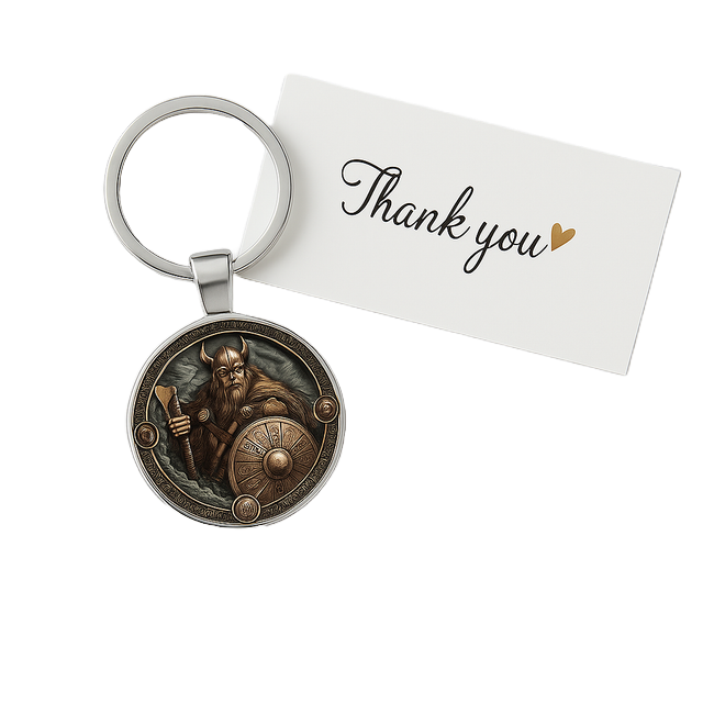 Wikinger-Krieger Schlüsselanhänger – Detailliertes Accessoire aus Zinklegierung mit Axt & Schild