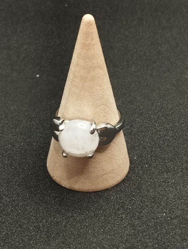 Bague métal argenté avec quartz rose