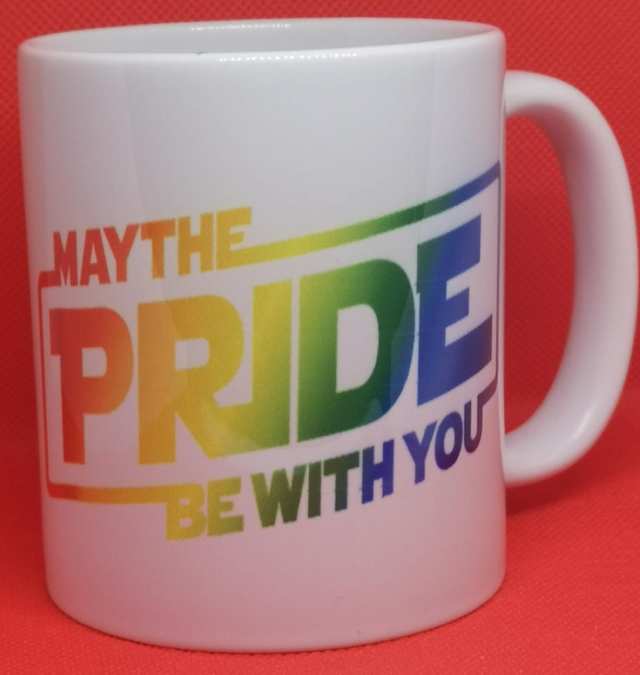 Custom Star Wars Themed "May The Pride Be With You" Rainbow Mug. 