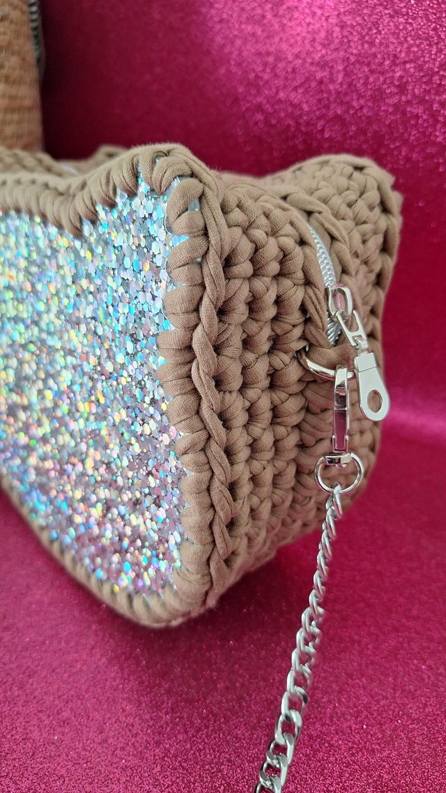 Sac en Résine Chat paillettes argentées holographiques