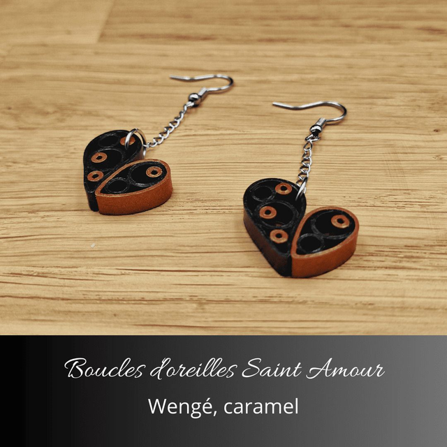 Boucles d&#039;oreilles Saint Amour - Wengé, caramel