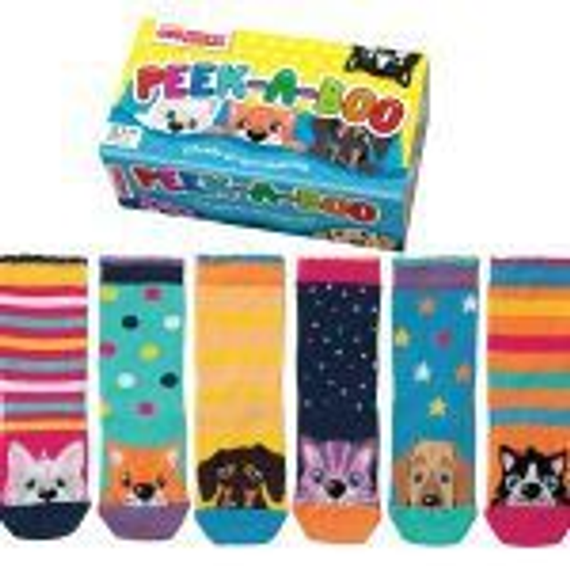 United Oddsocks Peek-A-Boo Kids Odd Socks Gift Box – 6 Cat &amp; Dog Socks Age 4–6