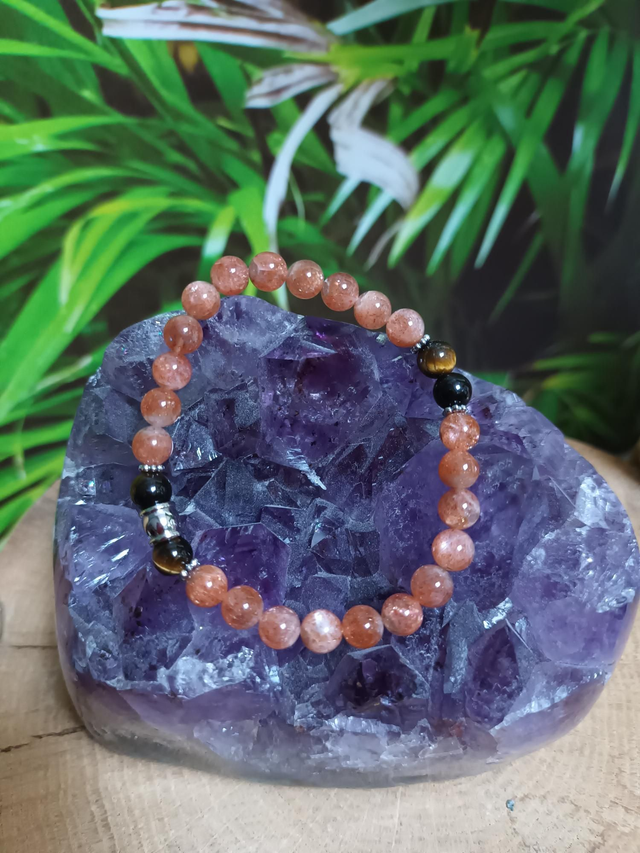 Bracelet en pierre de soleil et oeil de tigre