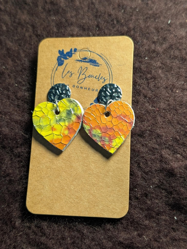Boucles d'oreilles Coeur ❤️ jaune orangé c020