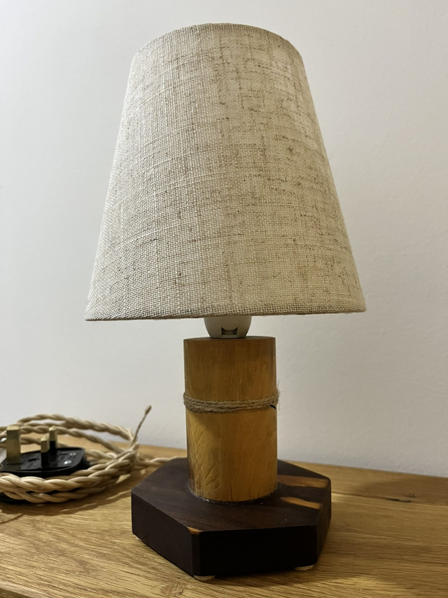 Stylish desk lamp with a base made of Australian Mulga wood.