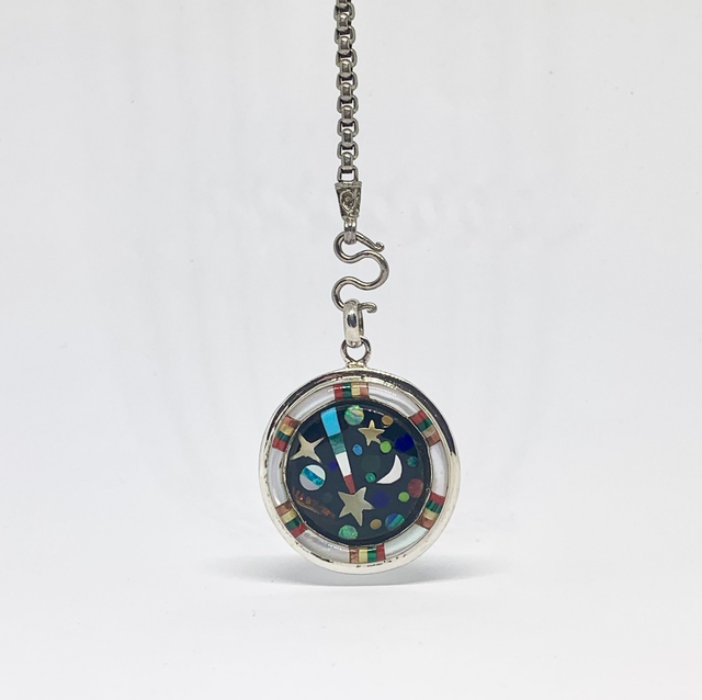 Pendentif Galaxy WHITE NACRE 11 argent massif et pierres naturelles 