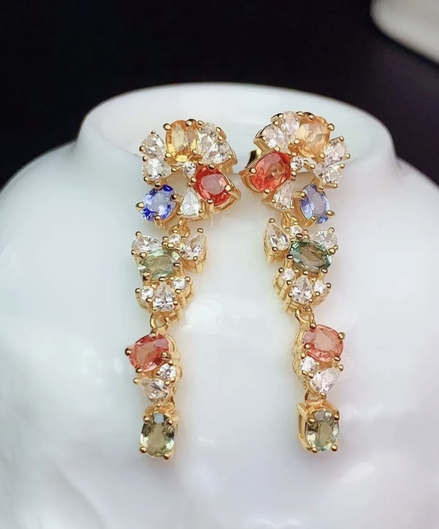 Saphir - Tropfen Ohrringe 925 Sterling 