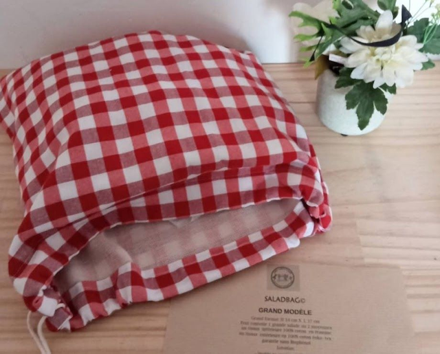 Saladbag   sac à salades  zéro déchet-  tissu aléatoire ou aux choix  