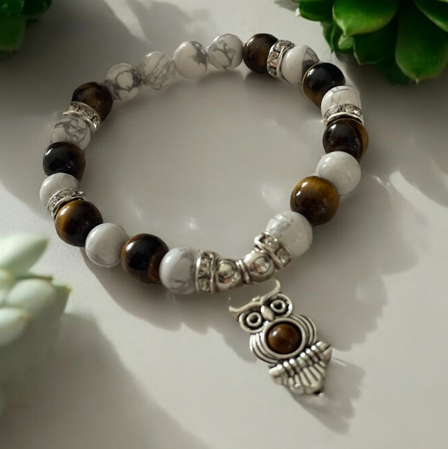 U10 Bracelet bien-être Howlite œil de tigre 
