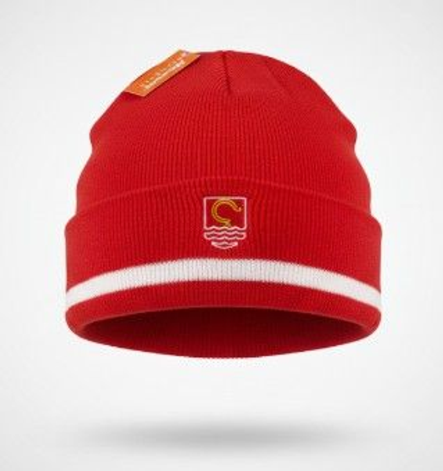 Emblem Red/White Beanie