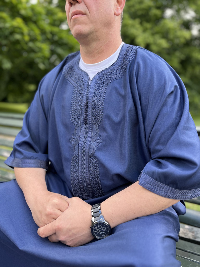 Premium 3/4 Sleeve Moroccan Thobe in Navy