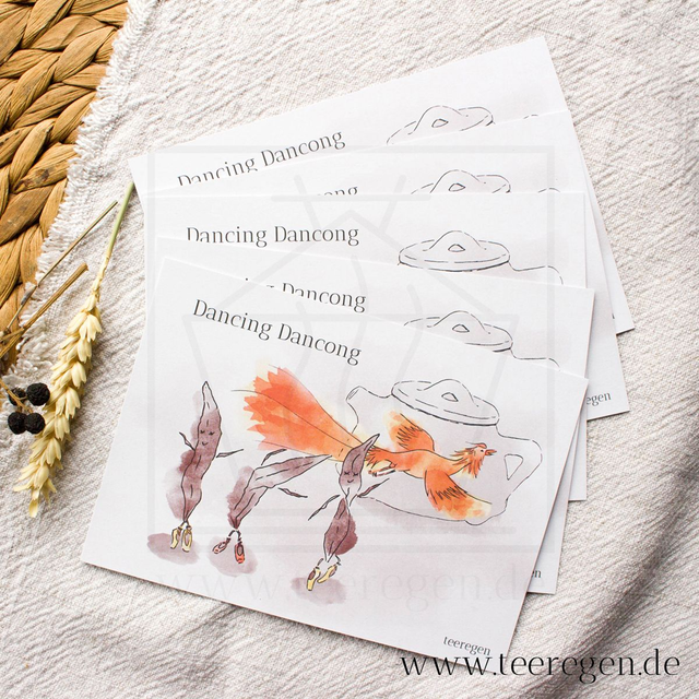Dancing Dancong - Set of 5 - Tea Culture On Postcards