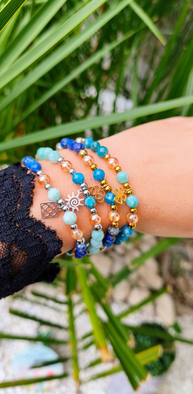 Bracelet "Émotive" Amazonite, Lapis lazuli et Apatite