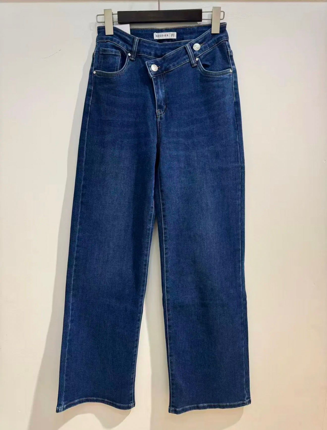 Goodies wide leg jeans met schuine boord