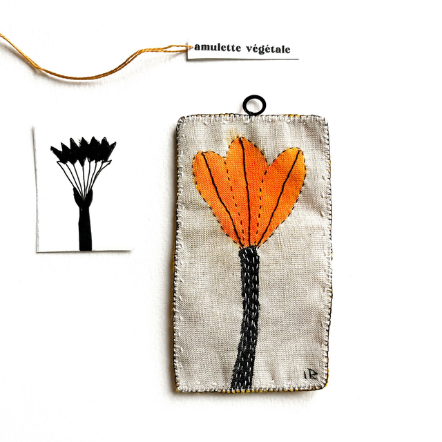 Tableau fleur peinte en orange nuancé