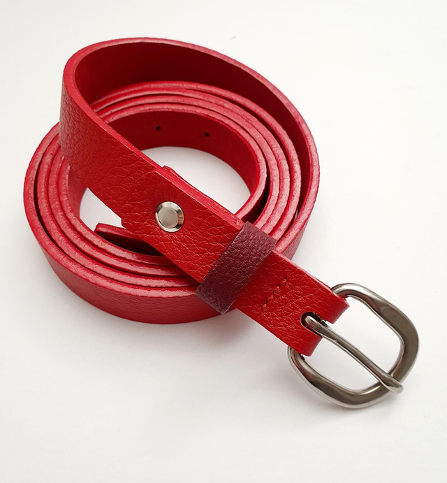 Ceinture cuir rouge graine 19mm