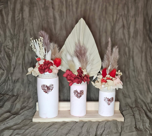 Trio de cœurs fleuris