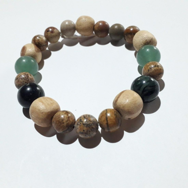 Landscape, Aventurin,Kambawa JasperPalo Santo Bracelet 