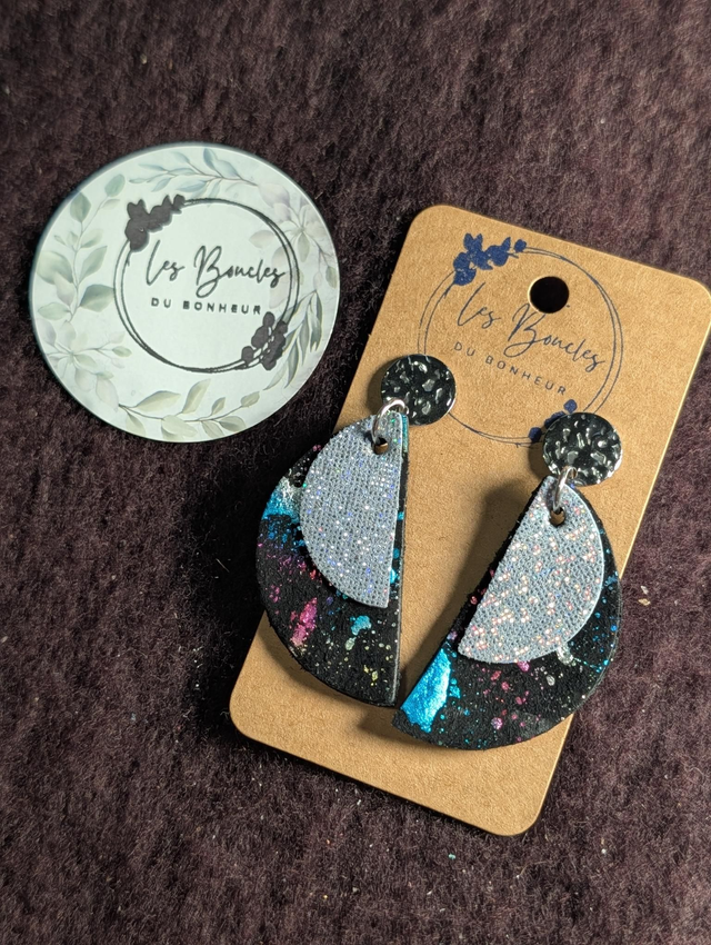 Boucles d'oreilles Ama noir peinture a001