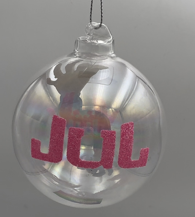 Boule de Noël du J phospho en verre soufflé 8cm