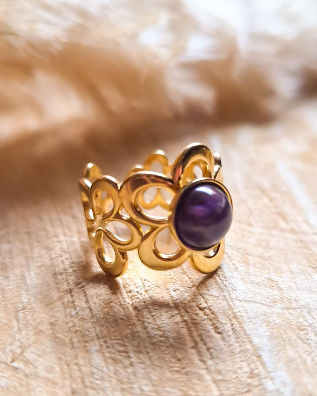 Bague "Flora" - Pierre violette 