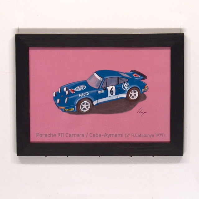 Artimotor enmarcado 22x31 - Porsche 911 Carrera - Caba / Aymami (Catalunya 1977)