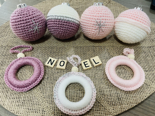 Lot décorations de Noël Rose