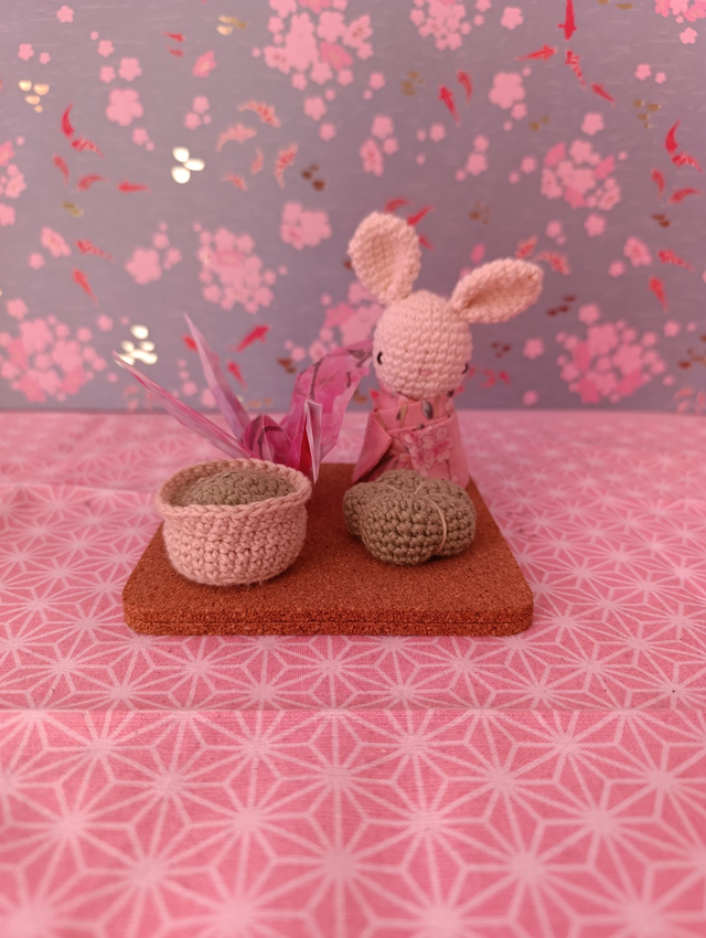 B-Ware Origami Hase auf Kork