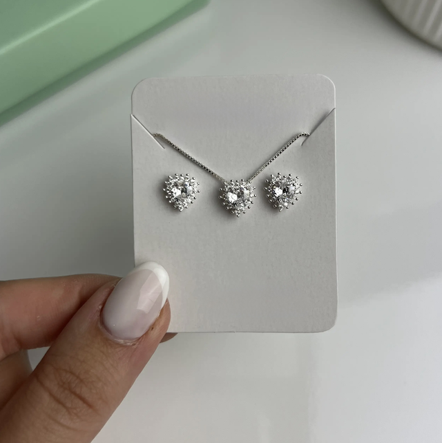 Conjunto coração cristal 