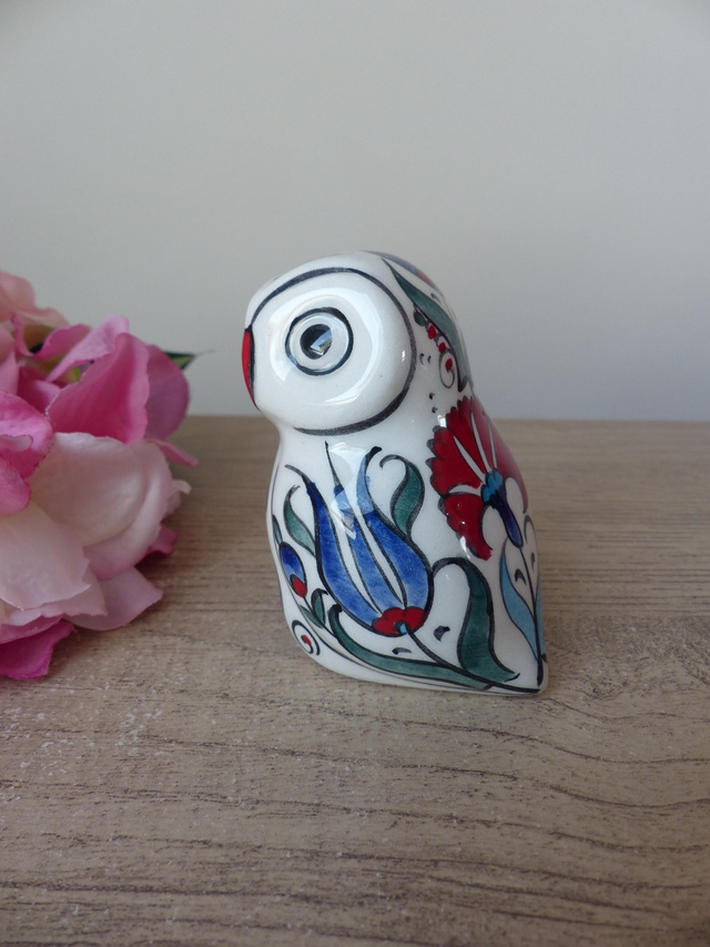 Figurine chouette en céramique – Art folklorique mexicain peint à la main – Protectrice du foyer – Décoration intérieure vintage