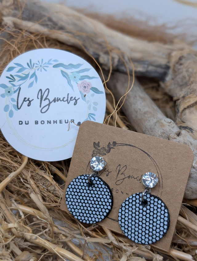 Boucles d&#039;oreilles Anti Gaspi noir blanc ag048