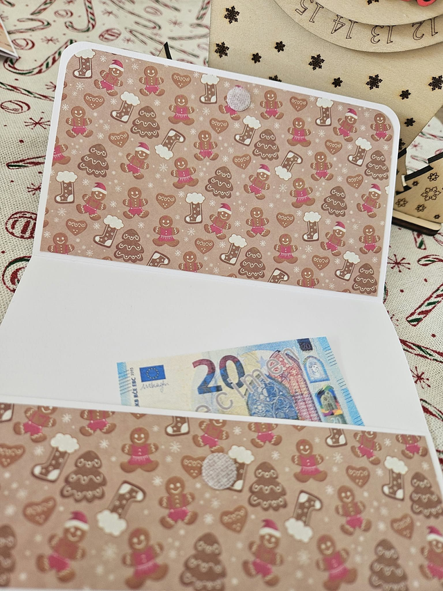 Pochette cadeau de Noël faite main – Pour chèque, billet ou carte cadeau