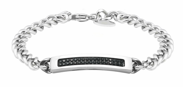 bracciale da uomo in acciaio con zirconi neri. rif.b23066