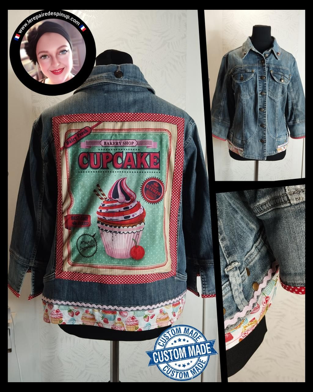 Veste Jeans Customisée Cupcake T46