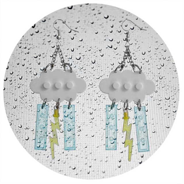Thundercloud and rain earrings