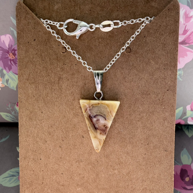 Marble Agate necklace 18” silver plated chain 