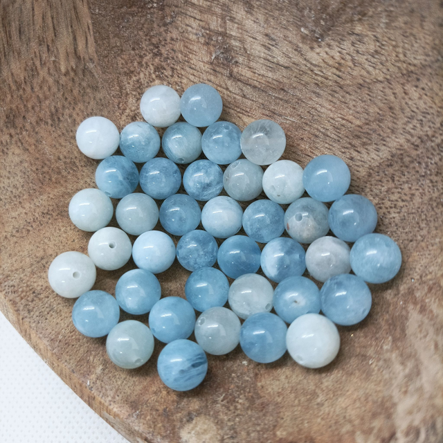 Aigue Marine / Boule de 8 mm à l&#039;unité / Pierres Naturelles Rondes et Polies