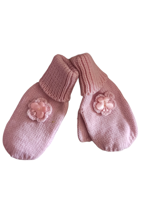 Moufles rose clair papillon