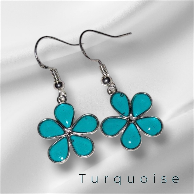 Flower earrings turquoise 