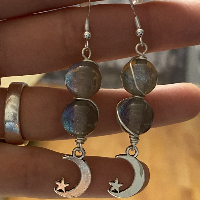 Galaxy style bead earrings 